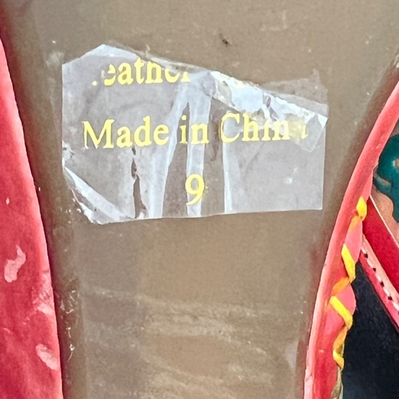 Corkys Elite Artsy Mule Heels Red Leather Floral Slip On Heeled Sandal Size 9 - Picture 15 of 16